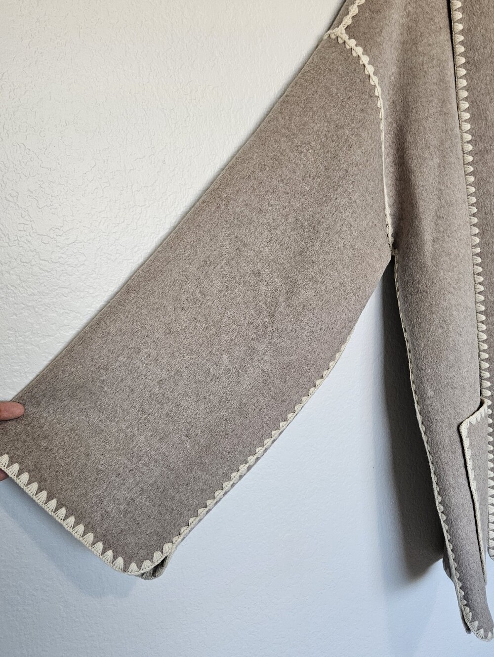 NWT Quince | Double-Faced Merino Wool Scarf Coat Oat Women Medium Elegant Chic - Picture 6 of 9